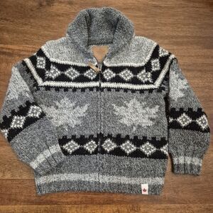 Canadiana Boys Soft Grey Knit Zip Sweater Size 3T